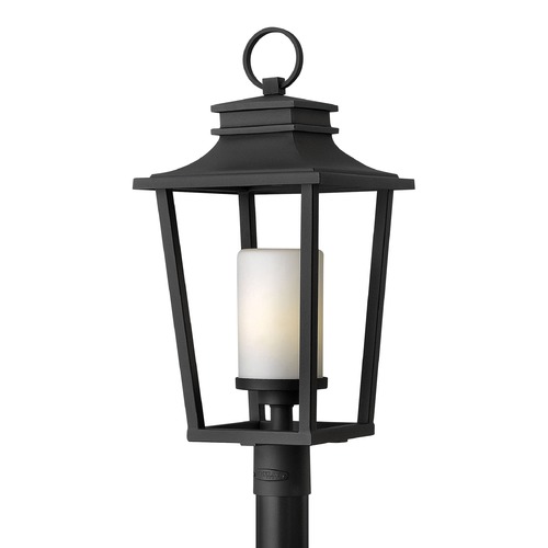 Hinkley Post Light with White Glass in Black by Hinkley Lighting 1741BK