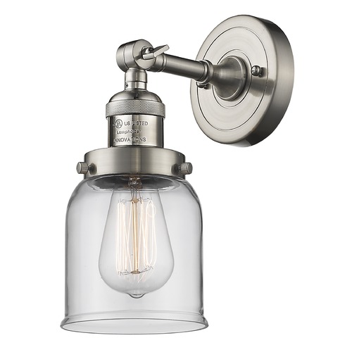Innovations Lighting Small Bell Brushed Satin Nickel Sconce by Innovations Lighting 203-SN-G52