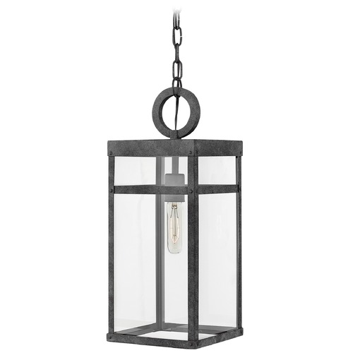 Hinkley Porter 1-Light Aged Zinc Outdoor Hanging Light by Hinkley Lighting 2802DZ