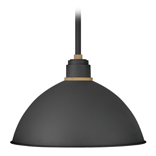Hinkley Foundry 16-Inch Wide Textured Black & Brass Barn Light Pendant by Hinkley Lighting 10685TK