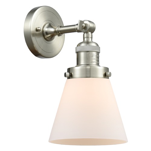 Innovations Lighting Small Cone Brushed Satin Nickel Sconce by Innovations Lighting 203-SN-G61
