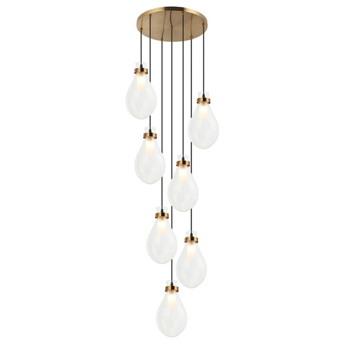 Matteo Lighting Seranna Aged Gold Brass Multi-Light Pendant by Matteo Lighting C31907AG
