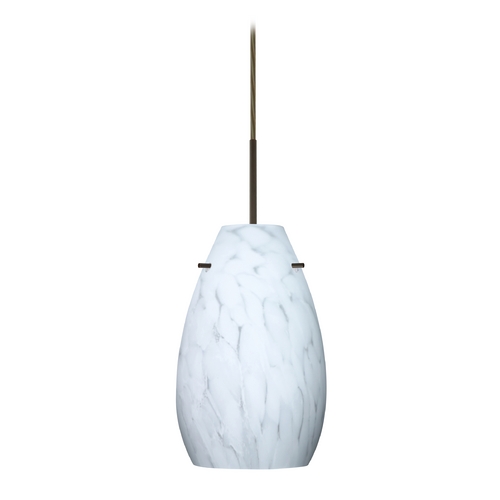 Besa Lighting Modern Pendant Light White Glass Bronze by Besa Lighting 1JT-412619-BR