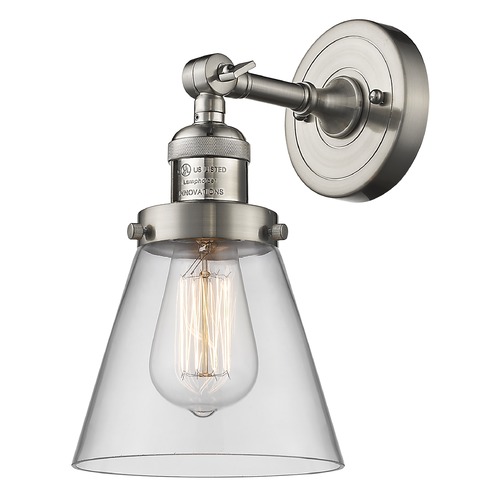 Innovations Lighting Small Cone Brushed Satin Nickel Sconce by Innovations Lighting 203-SN-G62