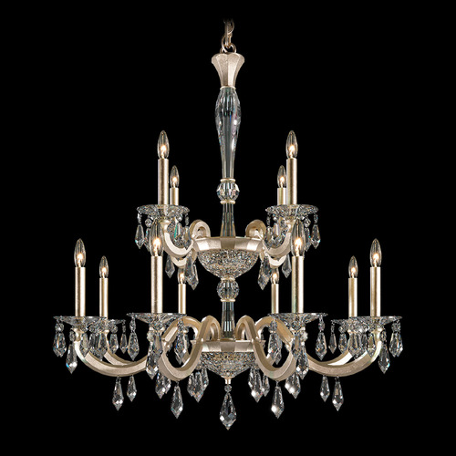Schonbek Lighting Schonbek Worldwide Lighting Napoli Antique Silver Crystal Chandelier S7612N-48R