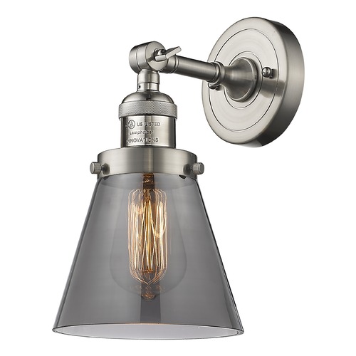 Innovations Lighting Small Cone Brushed Satin Nickel Sconce by Innovations Lighting 203-SN-G63