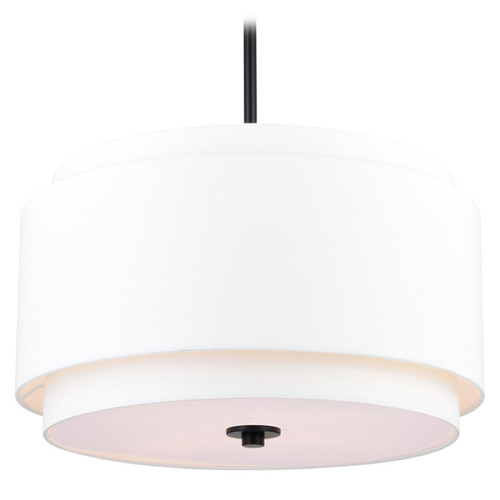 Vaxcel Lighting Vaxcel Lighting Burnaby Black Pendant Light with Drum Shade P0392