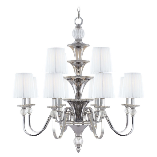 Metropolitan Lighting Chandelier with White Shades in Polished Nickel by Metropolitan Lighting N6611-613