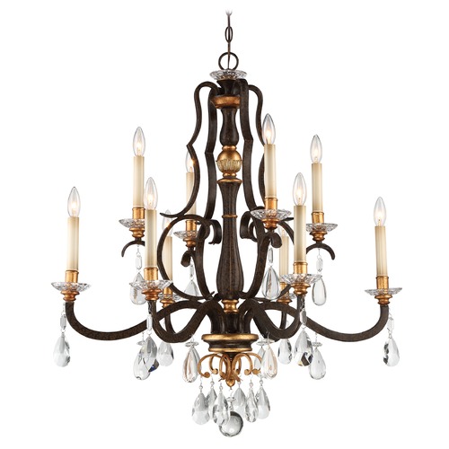 Metropolitan Lighting Chateau Nobles Raven Bronze with Sunburst Gold Crystal Chandelier by Metropolitan Lighting N6459-652