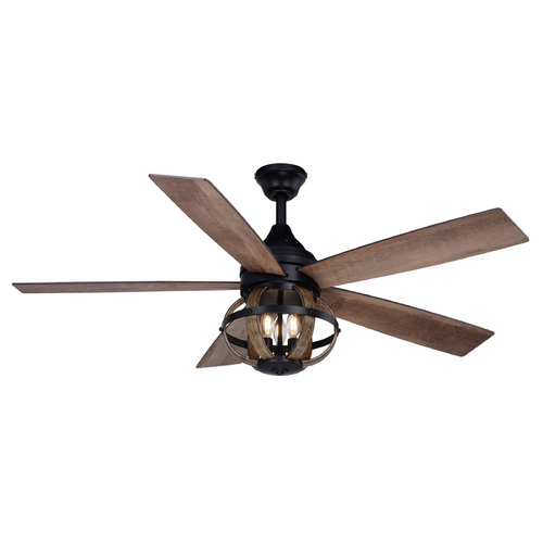 Vaxcel Lighting Vaxcel Lighting Huron Black & Burnished Teak LED Ceiling Fan with Light F0114