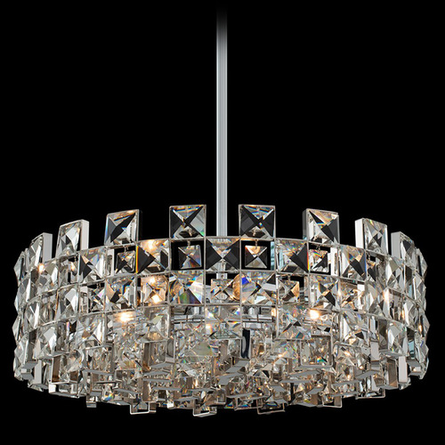 Allegri Lighting Allegri Crystal Piazze Polished Chrome Pendant Light with Drum Shade 036655-010-FR001