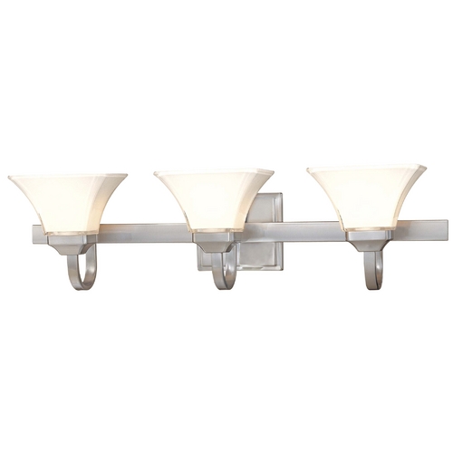 Minka Lavery Bathroom Light with White Glass in Brushed Nickel by Minka Lavery 6813-84