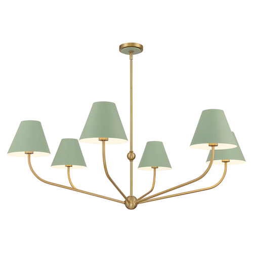 Crystorama Lighting Xavier 6-Light Chandelier in Gold & Green by Crystorama Lighting XAV-B9319-VG-GR