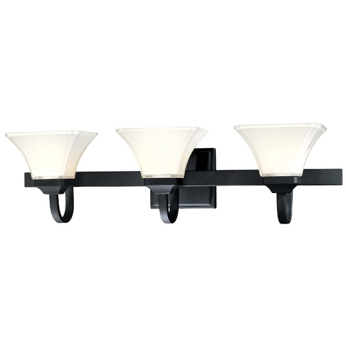 Minka Lavery Bathroom Light with White Glass in Black by Minka Lavery 6813-66