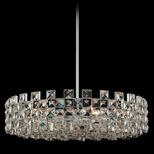 Allegri Lighting Allegri Crystal Piazze Polished Chrome Pendant Light with Drum Shade 036656-010-FR001