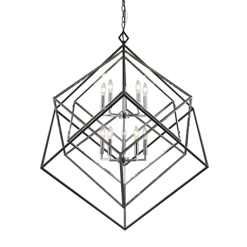 Z-Lite Euclid Chrome & Matte Black Pendant by Z-Lite 457-10CH-MB