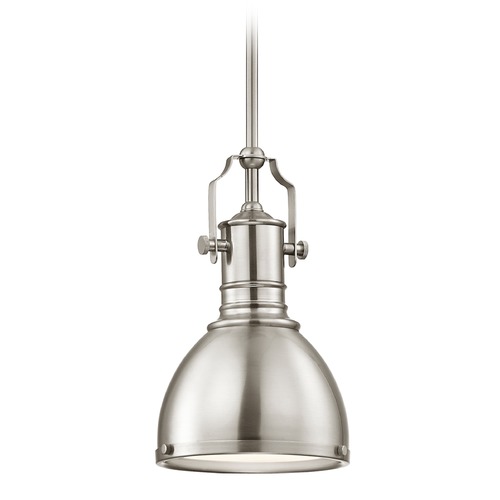 Design Classics Lighting Farmhouse Satin Nickel Metal Mini-Pendant 7.38-Inch Wide 1765-09 SH1775-09 R1775-09