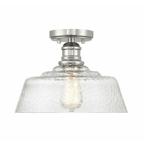 Meridian 13-Inch Textured Glass Semi-Flush Mount in Polished Nickel by Meridian M60070PN