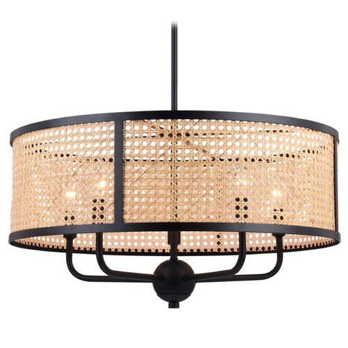 Vaxcel Lighting Vaxcel Lighting Berens Matte Black Pendant Light with Drum Shade P0395
