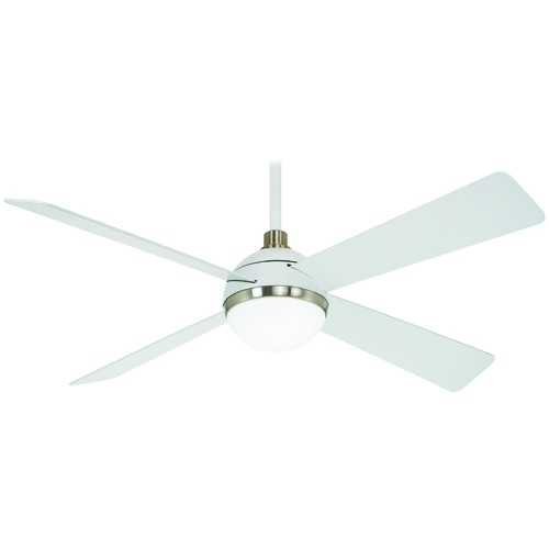 Minka Aire Orb 54-Inch LED Fan in Flat White & Brushed Nickel by Minka Aire F623L-WHF/BN