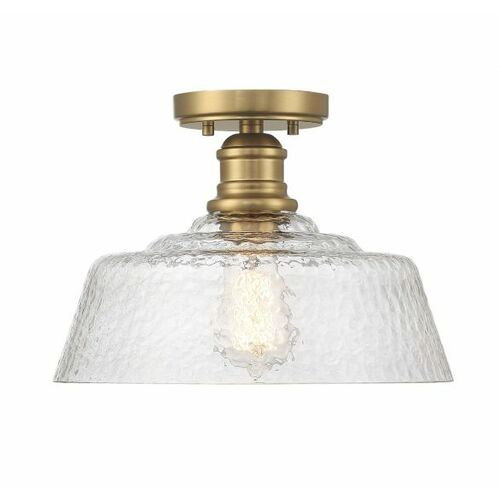 Meridian 13-Inch Textured Glass Semi-Flush Mount in Natural Brass by Meridian M60070NB