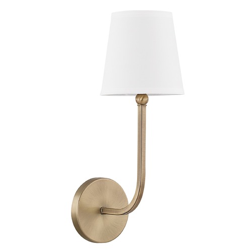 Capital Lighting Dawson Wall Sconce in Aged Brass with White Shade by Capital Lighting 619311AD-674