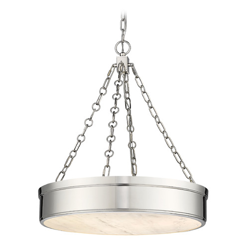 Z-Lite Z-Lite Anders Polished Nickel LED Pendant Light with Drum Shade 1944P22-PN-LED