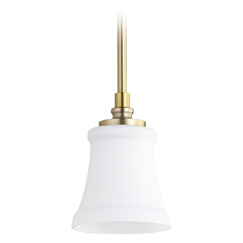 Quorum Lighting Rossington Aged Brass Mini Pendant with Bell Shade by Quorum Lighting 3122-80