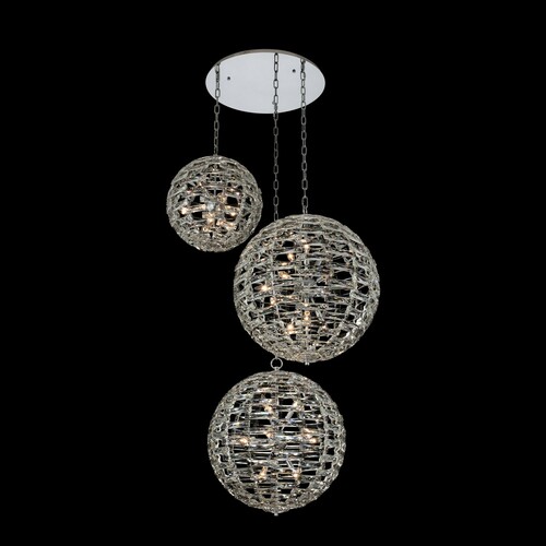 Allegri Lighting Alta 3-Globe Multi-Drop Crystal Pendant in Chrome by Allegri Crystal 037251-010-FR001