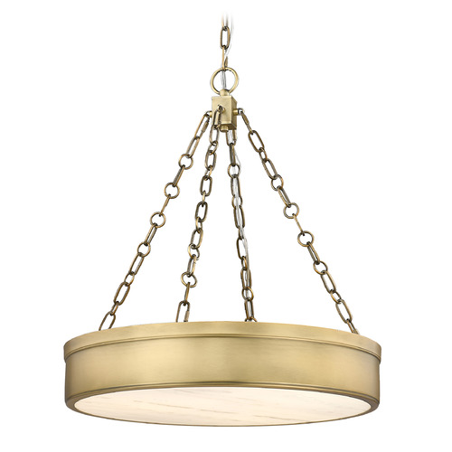 Z-Lite Z-Lite Anders Rubbed Brass LED Pendant Light with Drum Shade 1944P22-RB-LED