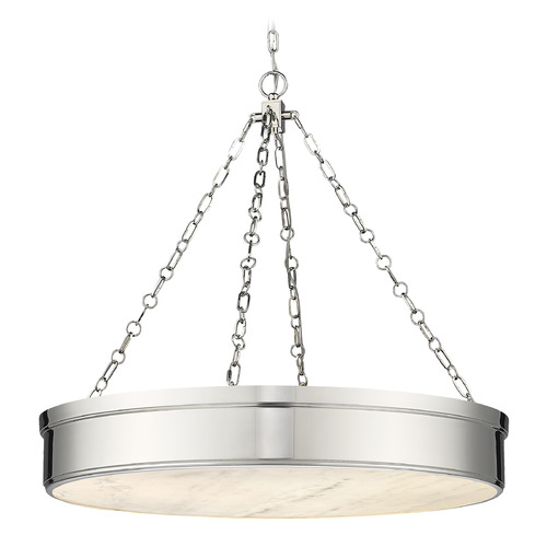 Z-Lite Z-Lite Anders Polished Nickel LED Pendant Light with Drum Shade 1944P33-PN-LED