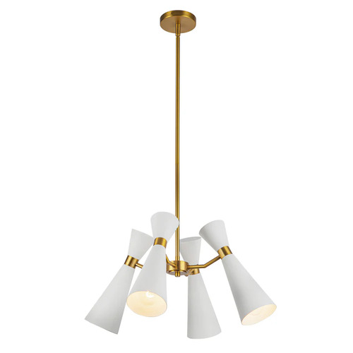 Alora Lighting Alora Lighting Blake White & Aged Gold Chandelier CH574424WHAG