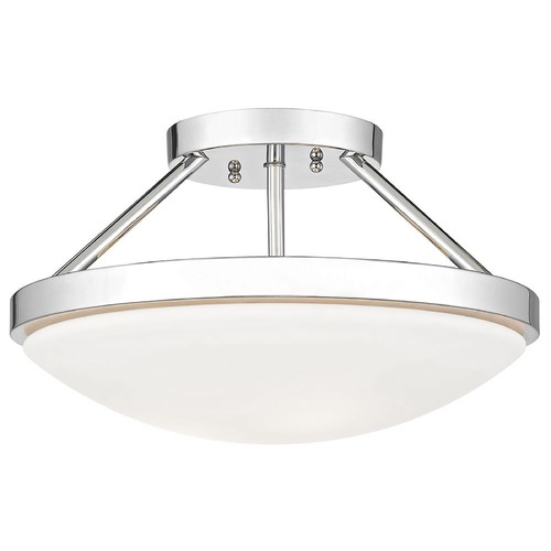 Design Classics Lighting Hye 15-Inch Semi-Flush Mount in Chrome with White Glass 567-26