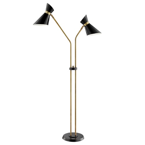 Lite Source Lighting Jared Antique Brass Black Floor Lamp by Lite Source Lighting LS-83136