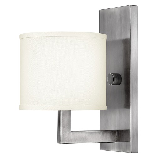 Hinkley Modern Sconce Wall Light with White Shade in Antique Nickel by Hinkley Lighting 3210AN
