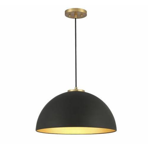 Meridian 18-Inch Dome Pendant in Matte Black & Natural Brass by Meridian M7024MBKNB
