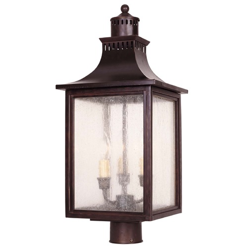 Savoy House Pale Cream Seeded Glass Post Light Bronze Savoy House 5-255-13