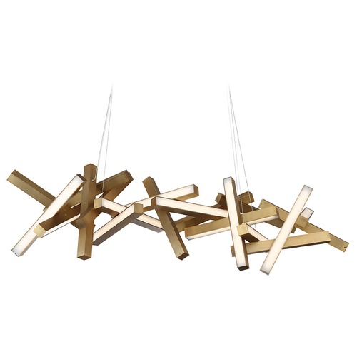 Modern Forms by WAC Lighting Chaos 72-Inch Linear LED Chandelier in Aged Brass by Modern Forms PD-64872-AB