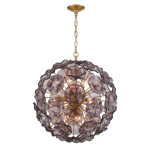 Crystorama Lighting Esme 9-Light Pendant in Aged Brass & Smoke by Crystorama Lighting ESM-4006-AG-SM