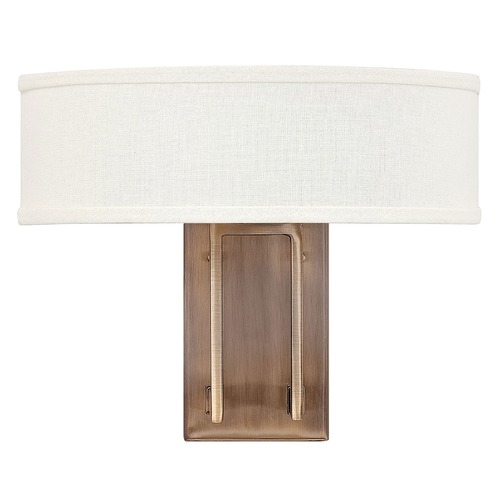 Hinkley Modern Sconce Wall Light with White Shade in Brushed Bronze by Hinkley Lighting 3202BR