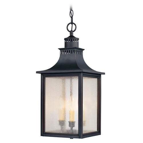 Savoy House Pale Cream Seeded Glass Outdoor Hanging Light Black Savoy House 5-256-25