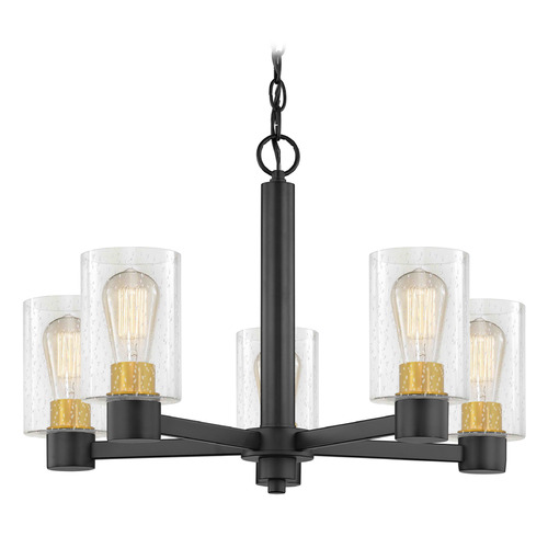Design Classics Lighting Vashon 5-Light Chandelier in Matte Black and Brass by Design Classics 2105-07 SB GL1041C