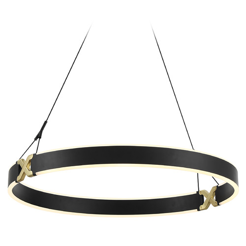 George Kovacs Lighting Recovery X 26-Inch LED Pendant in Coal & Satin Brass by George Kovacs P5405-689-L