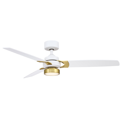 Fanimation Fans Fanimation Fans Amped Matte White with Brass LED Ceiling Fan with Light FP7634MWBS