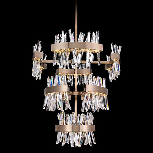 Allegri Lighting Allegri Crystal Glacier Brushed Champagne Gold LED Pendant Light 030259-038