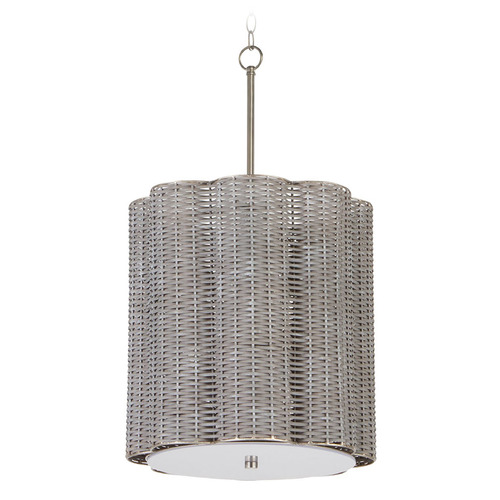 Cyan Design Cyan Design Bombora Brushed Grey Cane and Nickel Pendant Light with Scalloped Shade 11938