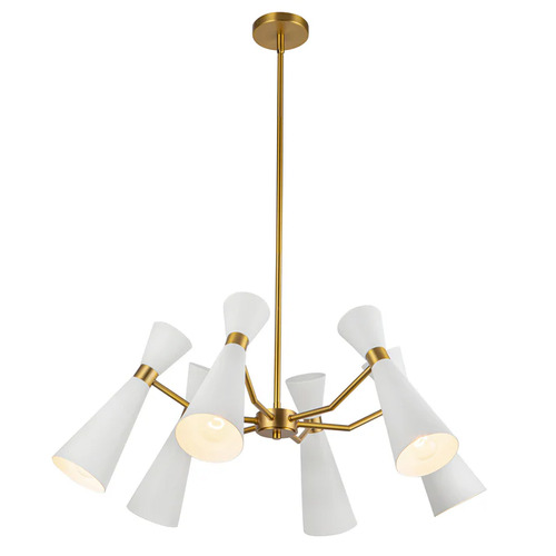 Alora Lighting Alora Lighting Blake White & Aged Gold Chandelier CH574632WHAG