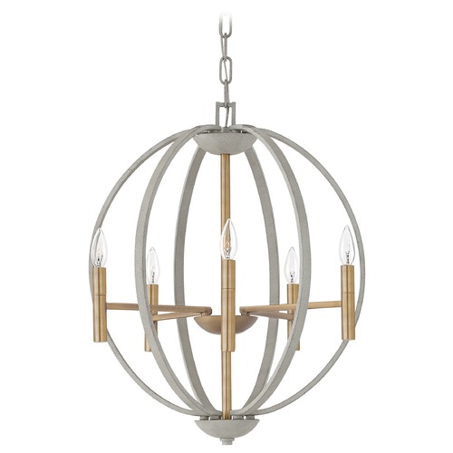 Hinkley Euclid 6-Light Cement Gray & Heirloom Brass Chandelier by Hinkley Lighting 3466CG