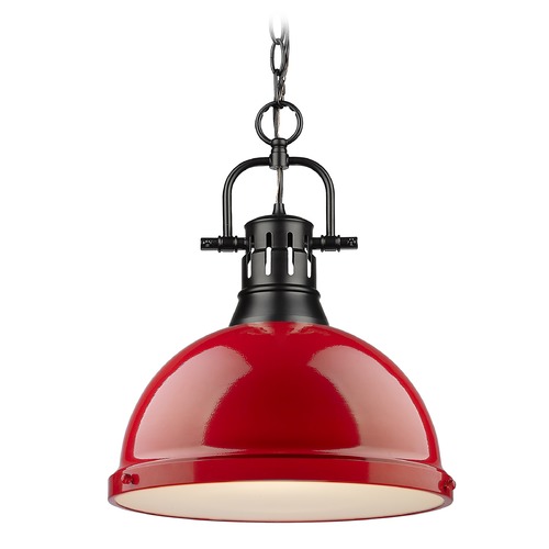 Golden Lighting Duncan Large Pendant in Black & Red by Golden Lighting 3602-LBLK-RD