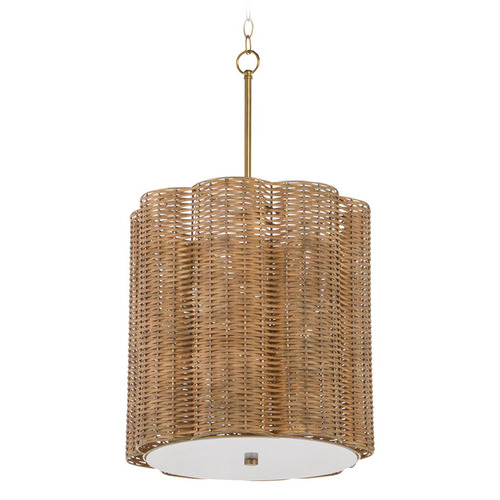 Cyan Design Cyan Design Bombora Natural Cane and Antique Brass Pendant Light with Scalloped Shade 11936